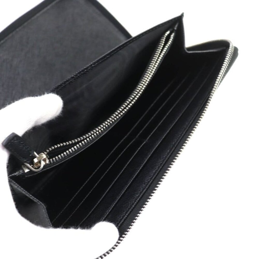 Prada 2 Ml188 Saffiano Leather Triangle Logo Triangle Plate Round Zip Long - Picture 5 of 8